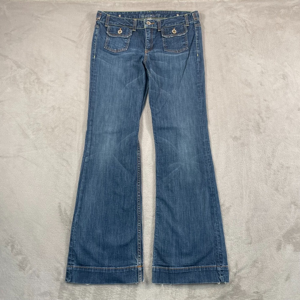 Vintage Y2K Banana Republic‎ Wide Leg BootCut Jeans Women 8 Blue Missy Mid Rise